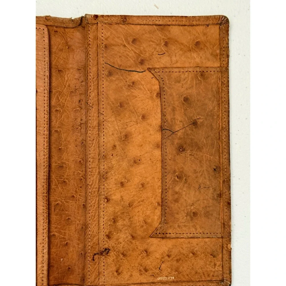 Vintage Lord & Taylor Ostrich Leather Checkbook Cover Wallet Made in England